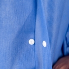 Hospital Use Dark Blue Medical Long Lab Coat With Snaps Closure And Shirt Collar