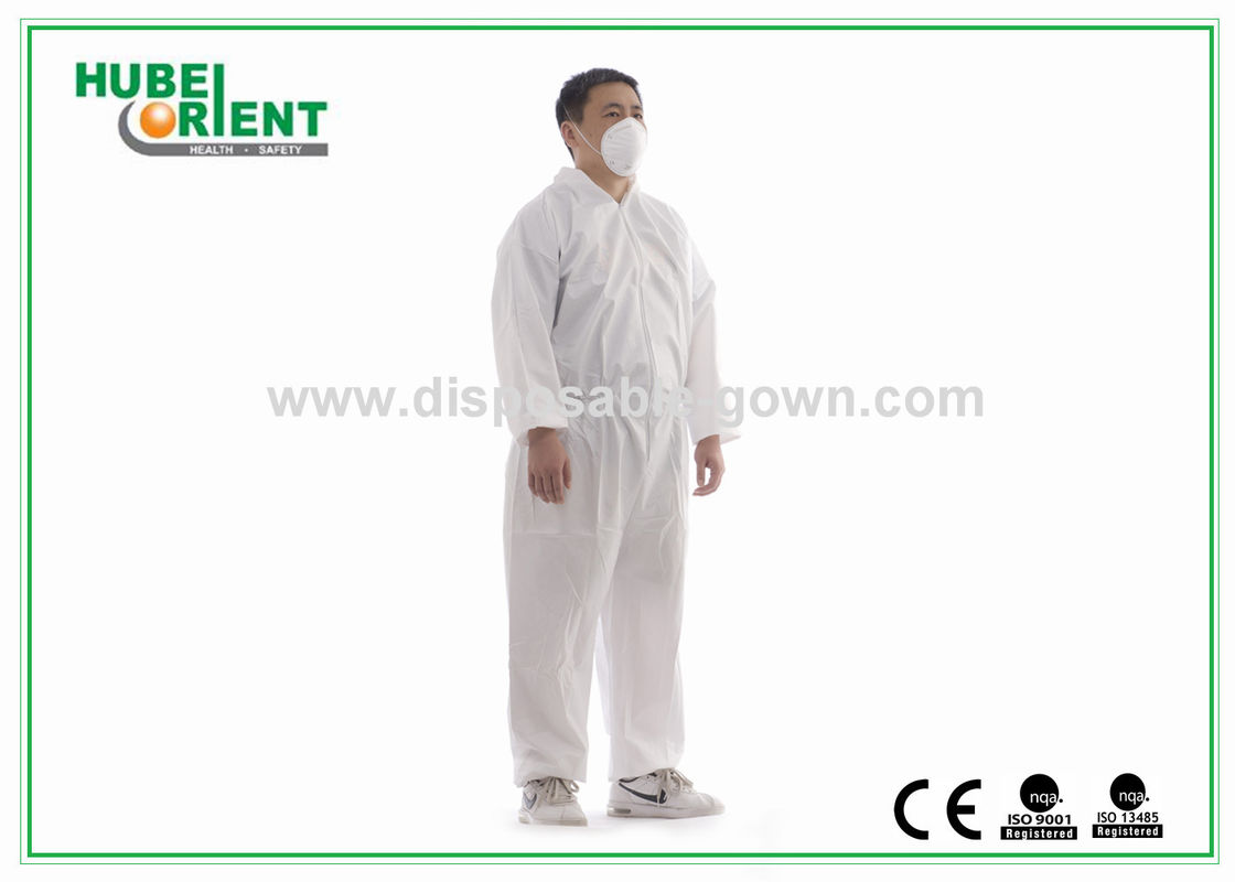 Type5/6 Disposable Protective Coverall With Hood Custom Size Waterproof Unisex MP/SMS Coverall