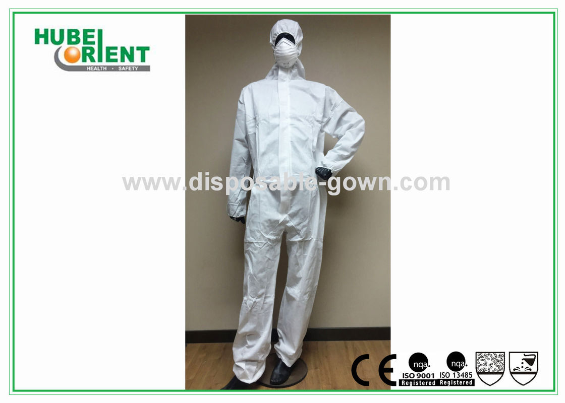 Splash Proof Protective Disposable Coveralls Type 5/Chemical Coverall Suit