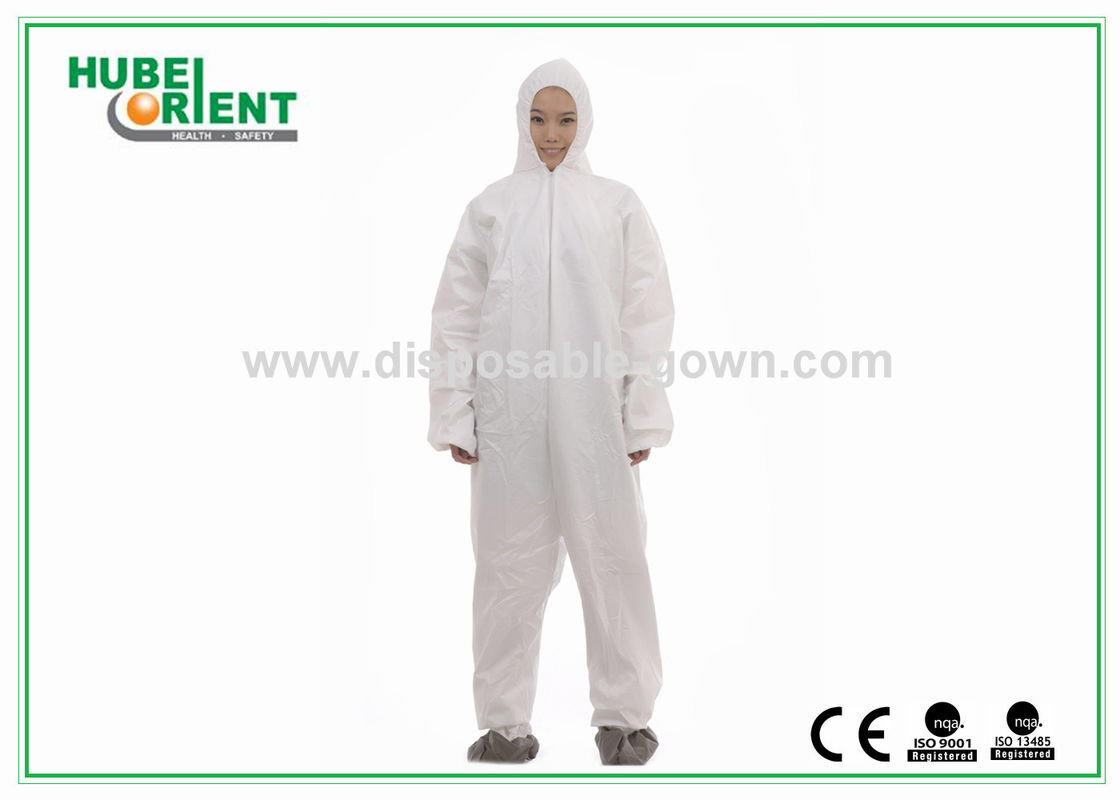 Workwear Non-Woven Type 5 Disposable Coverall With Hood And Feetcover For Protect Body