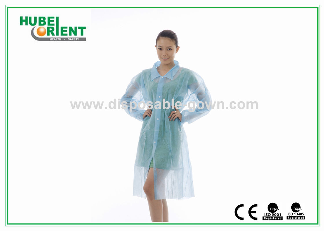 Disposable Protective Nonwoven Lab Coat With Snap Closure