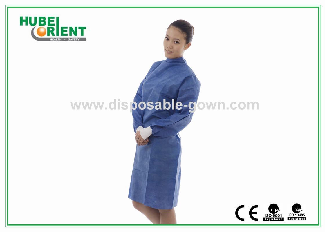 Hospital Use Waterproof SMS Isolation Gown With Knitted Wrist