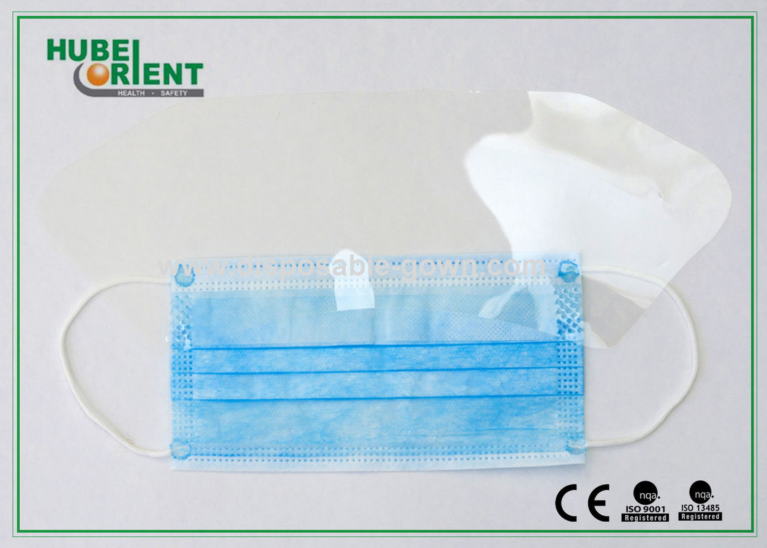 Protective PP Disposable Face Mask White Blue with Splash Visor