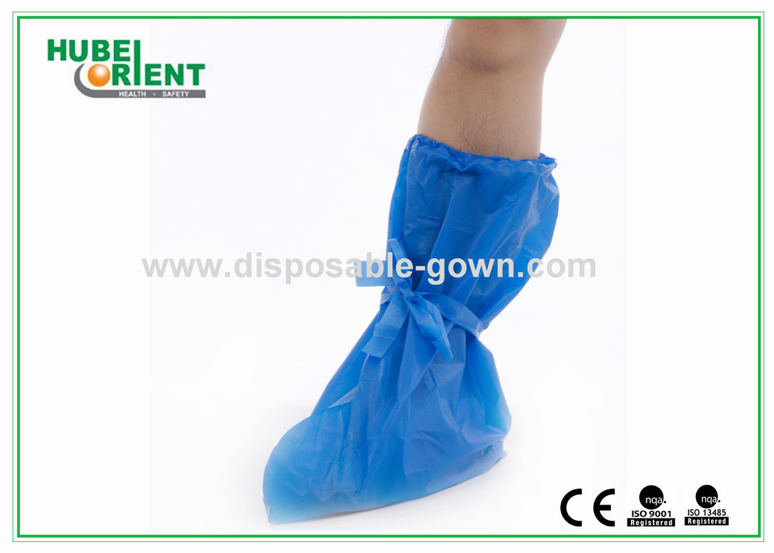 Blue CPE Disposable Boot Covers For Industry / Waterproof Disposable Footwear