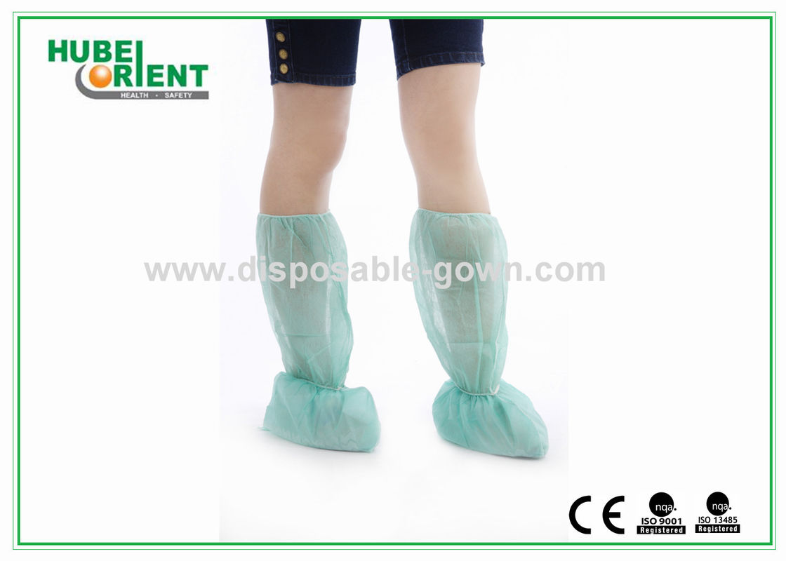 Polypropylene Disposable Booties For Covering Shoes Green Dustproof