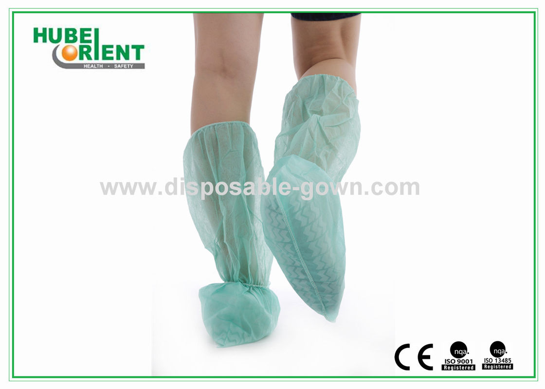 Polypropylene Disposable Booties For Covering Shoes Green Dustproof for clean