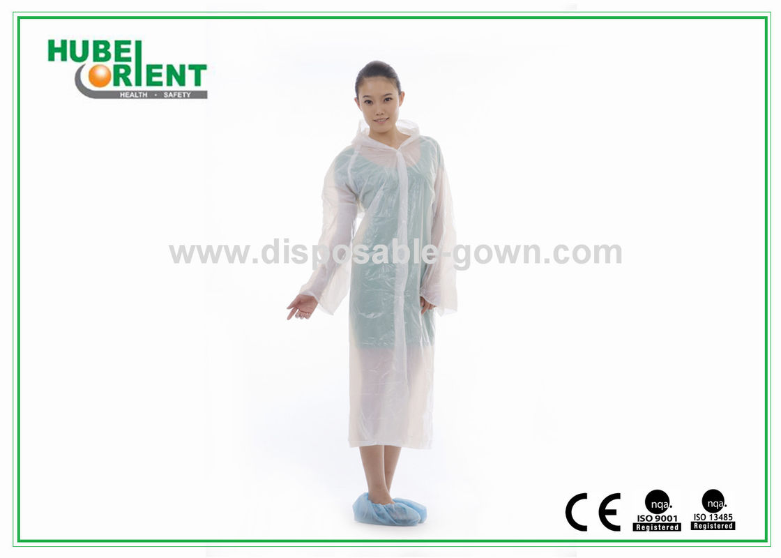 Polythene Disposable use Protective Suits/PE White Raincoat Poncho for Factory visit