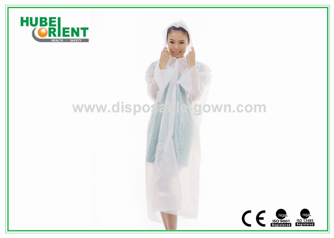 Polythene White / Transparent Disposable Raincoats For Women In Factory or workshop use
