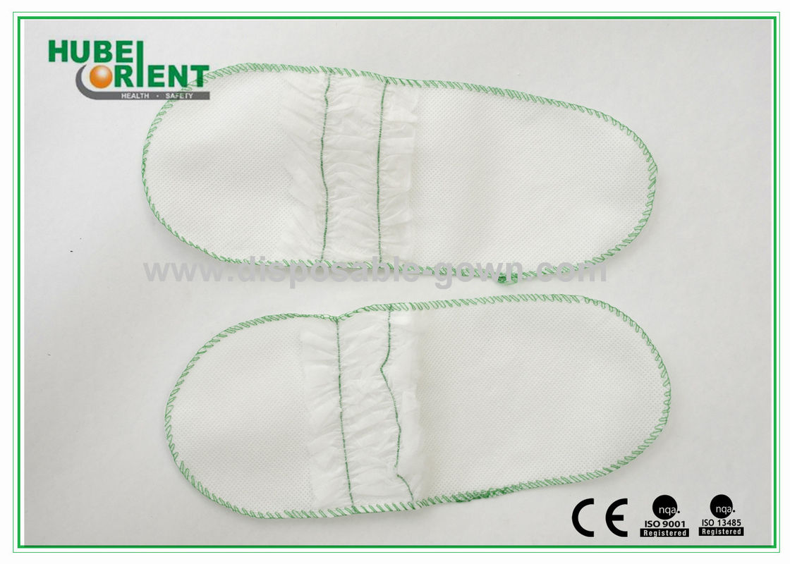 Comfortable White Disposable Hotel Slippers with Lace Part Top