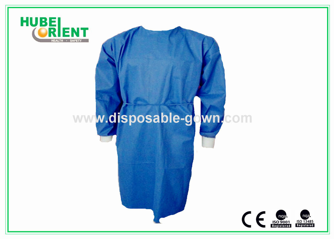 Blue Color Heat Seal Hospital Use Disposable Surgical Scrubs With Knitted Cuff
