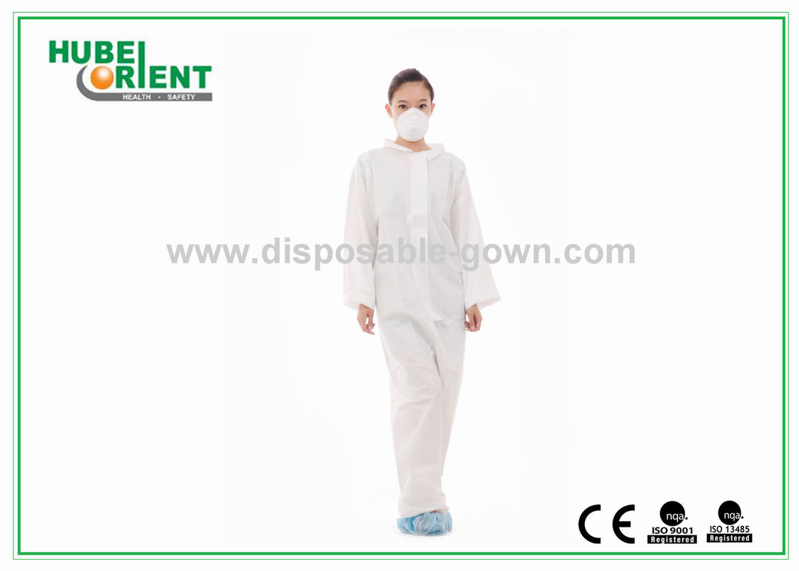 Long Sleeve Disposable Coveralls For Factory/Disposable PP/MP/SMS Coverall Without Hood And Feetcover
