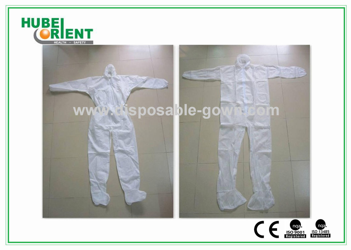 Disposable Coveralls Waterproof Nonwoven/SMS/MP Safety Working Suit With Hood And Feetcover