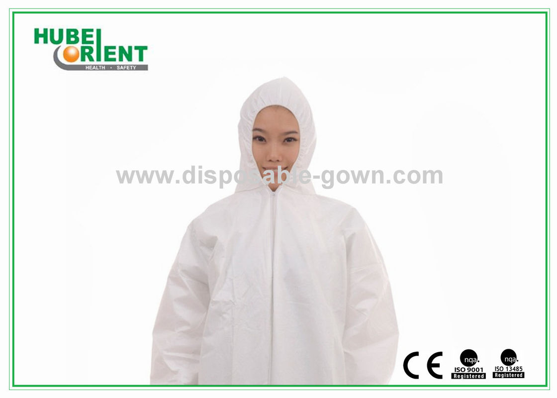 Splash Resistant SMS Disposable Coveralls With Hood And Feetcover