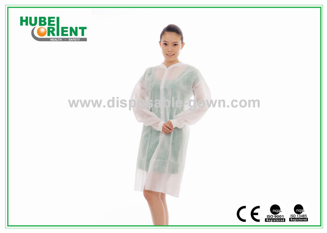 Disposable PP/Non-Woven/SMS/tyvek lab coat With Snaps For Hospital Nursing