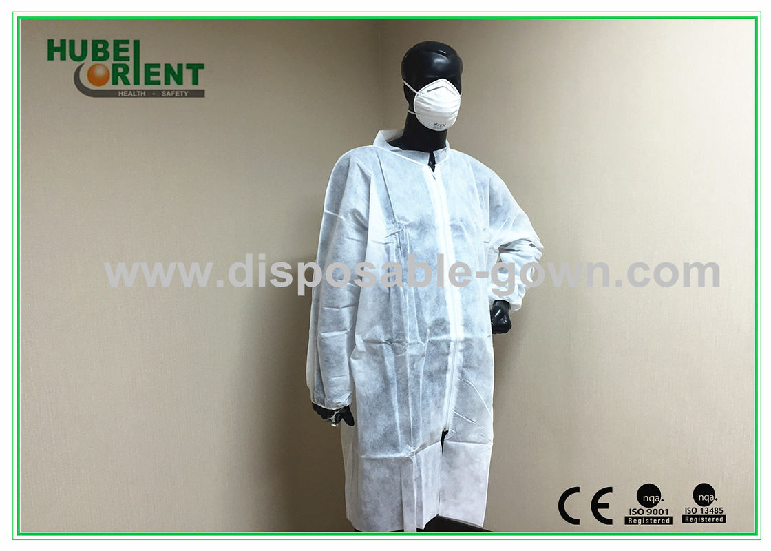 CE MDR 22 - 55gsm Single Use Lab Coat With Zip Closure
