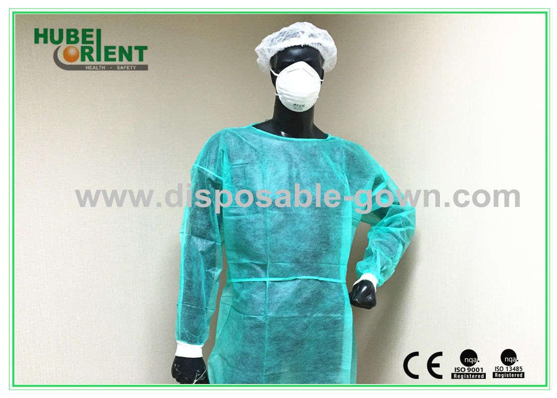 Water Resistance Light-weight PP Disposable Isolation Gowns with Knitted Wrist