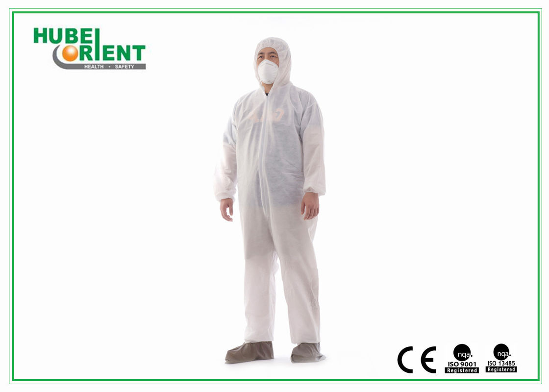 Type 5 / 6 Hooded MP / SMS Disposable Coverall For Laboratory / Workshop