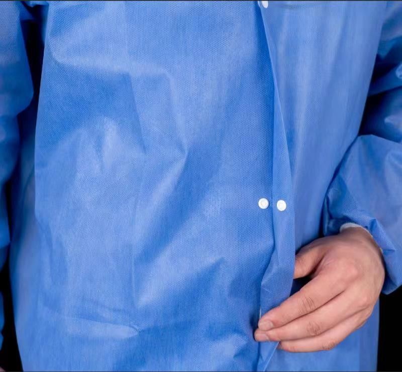 Doctor Nurse Medical SMS Lab Coat With Snaps Closure Shirt Collar For