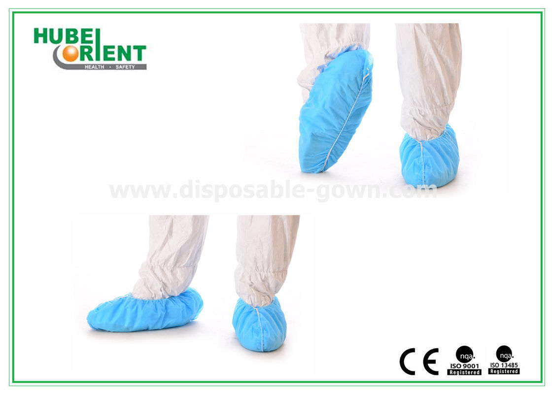 Single Use Nonwoven Disposable Waterproof Shoe Covers With Elastic Rubber Around All Parts