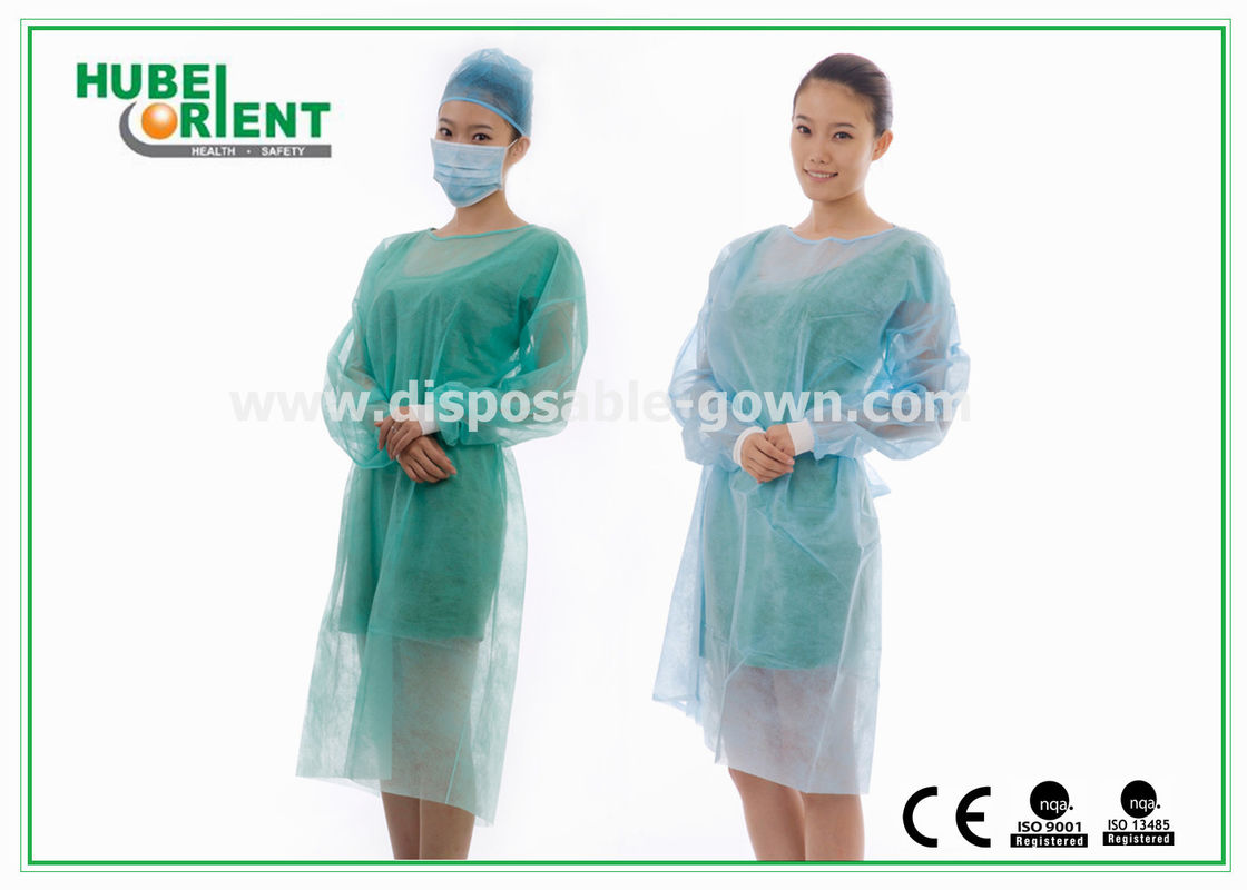 Non Irritating PP PE Disposable Medical Isolation Gown With Elastic Wrist