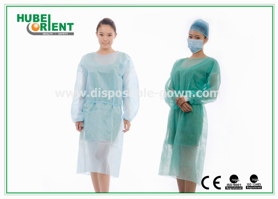 Medical Protective Clothing / Blue Yellow Surgical PP+PE Isolation Gown With Elastic Wrist For Clinic