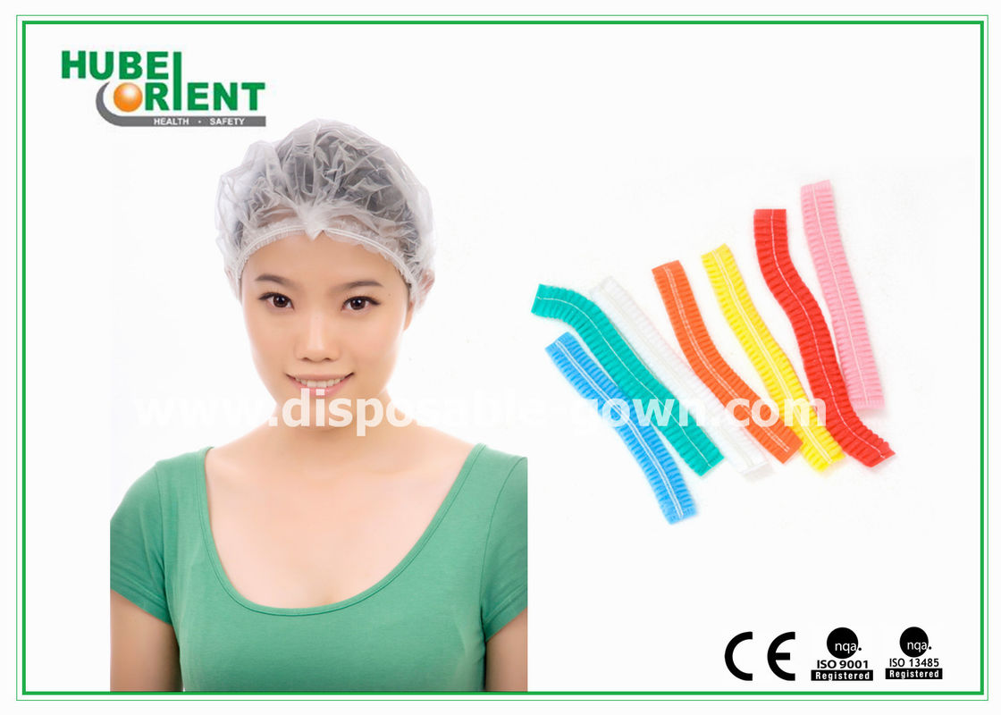 Non-Woven Clip Cap Disposable Head Cap With Double Elastic Or Single Elastic For Healthcare Or Food Industry