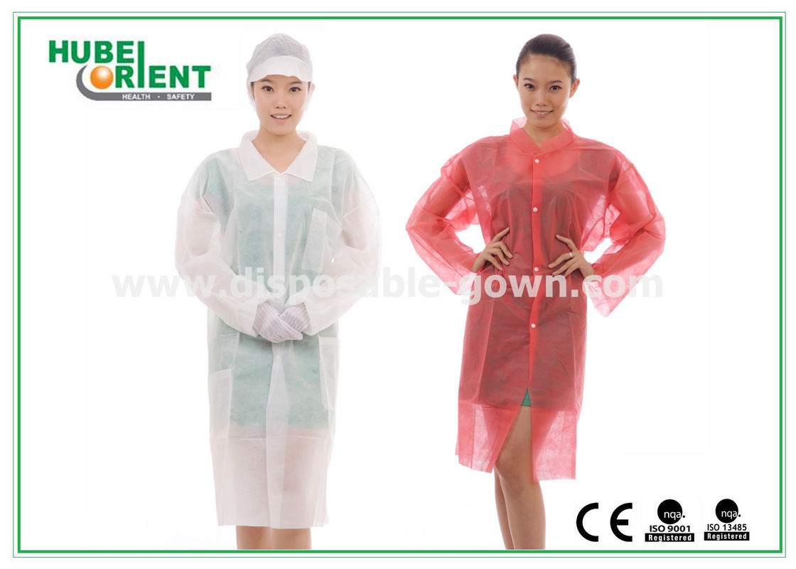 With Shirt Collar Knitted Cuff Disposable Lab Coats Made By Breathable Non Woven For Prevent dust