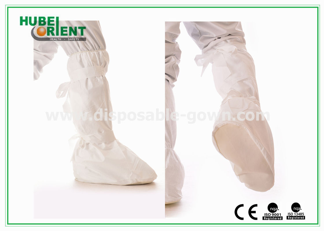 Nonskid Microporous Disposable Shoe Covers Booties / White Disposable Foot Gloves
