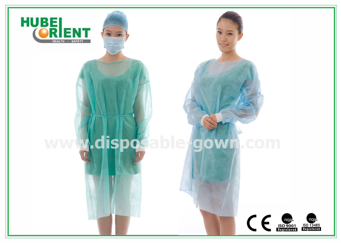 18-40g/M2 Medical Non-Woven Disposable Isolation Gowns With Knitted Cuff