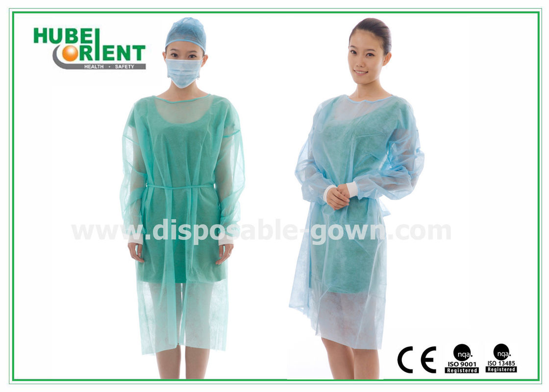 OEM Antibacterial Disposable Long Sleeve Gown With Knitted Wrist