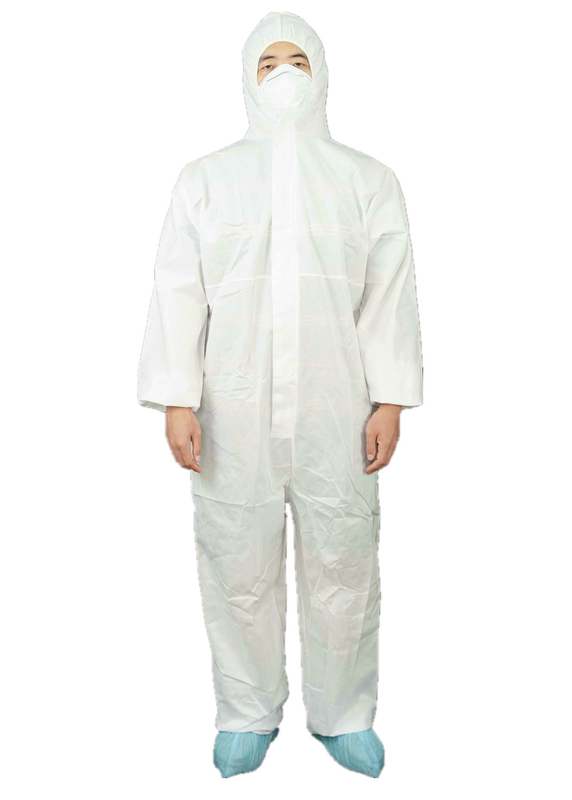 High Breathability Type5/6 Anti Static SMS Coverall With 2 Pcs Hood Elasticated Wrist