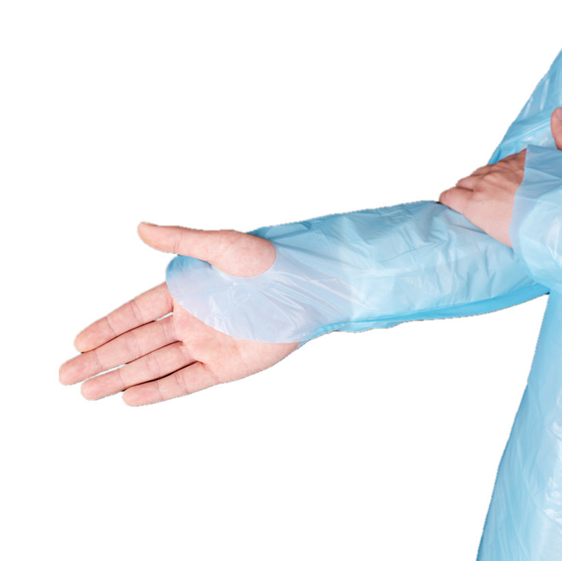Medical Plastic Isolation Gown Disposable CPE Protective With Thumb Loop Cuffs