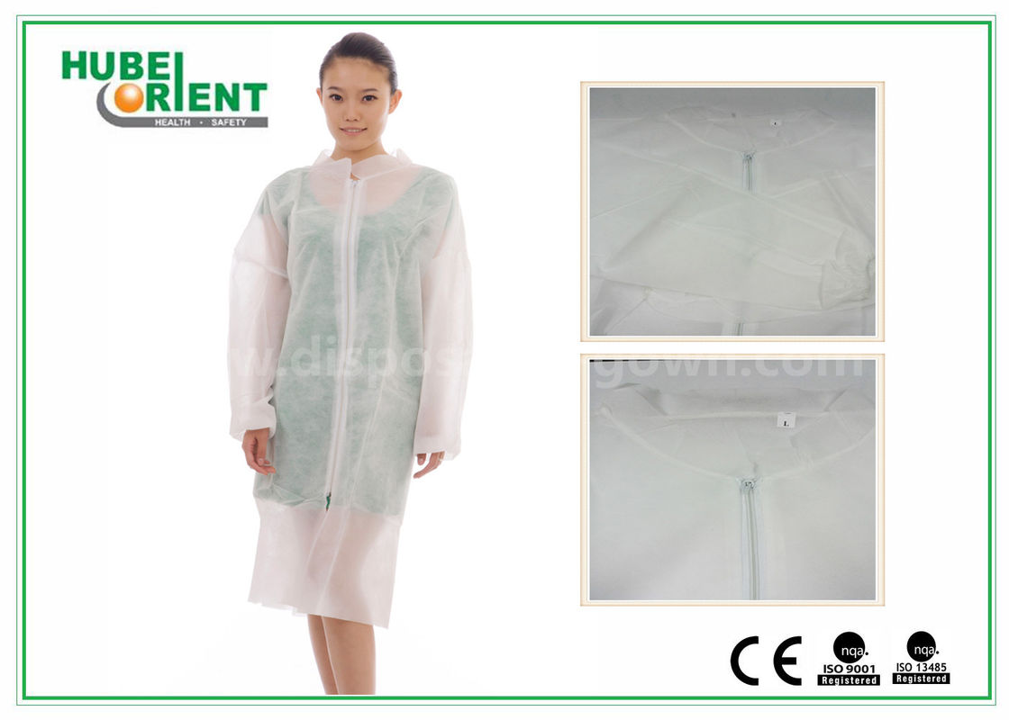 Unisex MP / SMS / PP / Tyvek Single Use Lab Coat With Zipper Closure