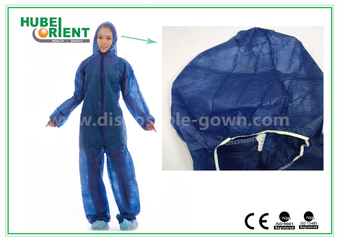 Disposable Non woven long sleeve coveralls With Elastic Wrists and Ankles , Size custom