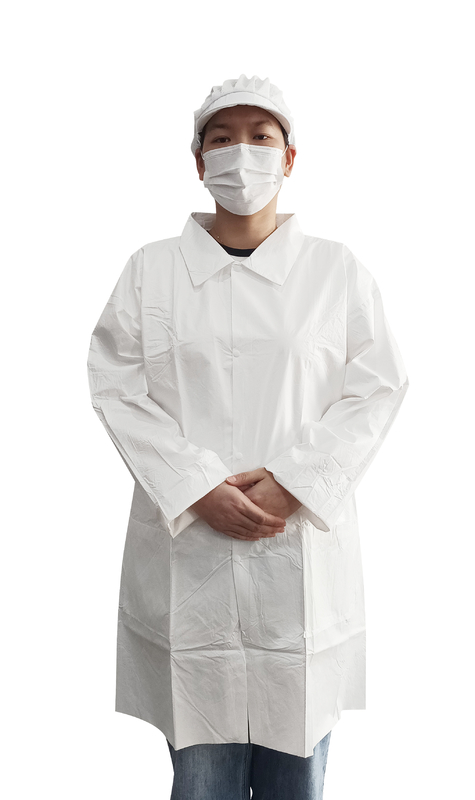 Snaps Closure Disposable MP Lab Coat With Pockets For Factory/Food Processing/General Industry