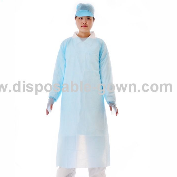 Antibacterial Polythene Disposable Long Sleeve Gown For Clinic