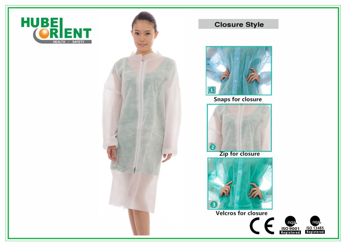 PP/SMS/MP/Tyvek Nonwoven Disposable Lab Coats With Zip For Workers