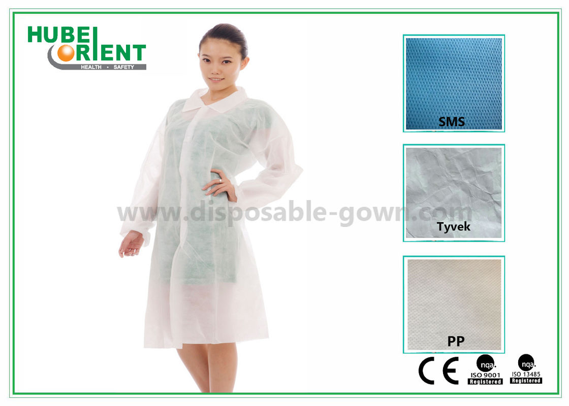 Medical Disposable PP Nonwoven Lab Coat With Snaps