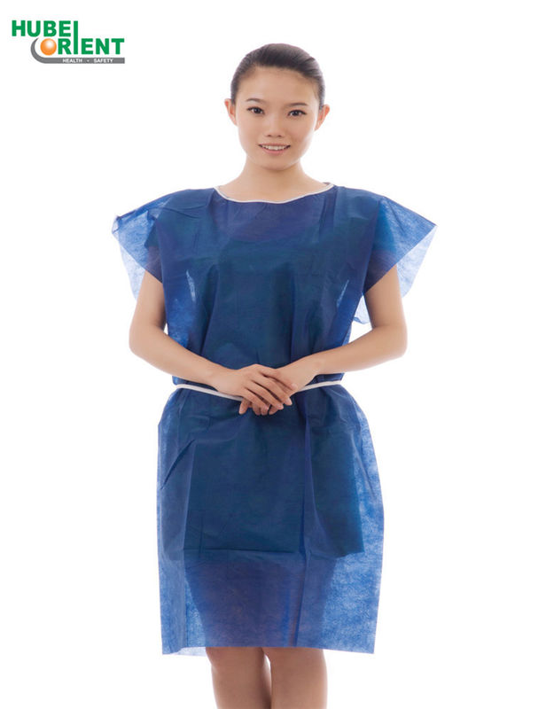 Blue Disposable Waterproof PP Isolation Gown No Sleeve For Hospital