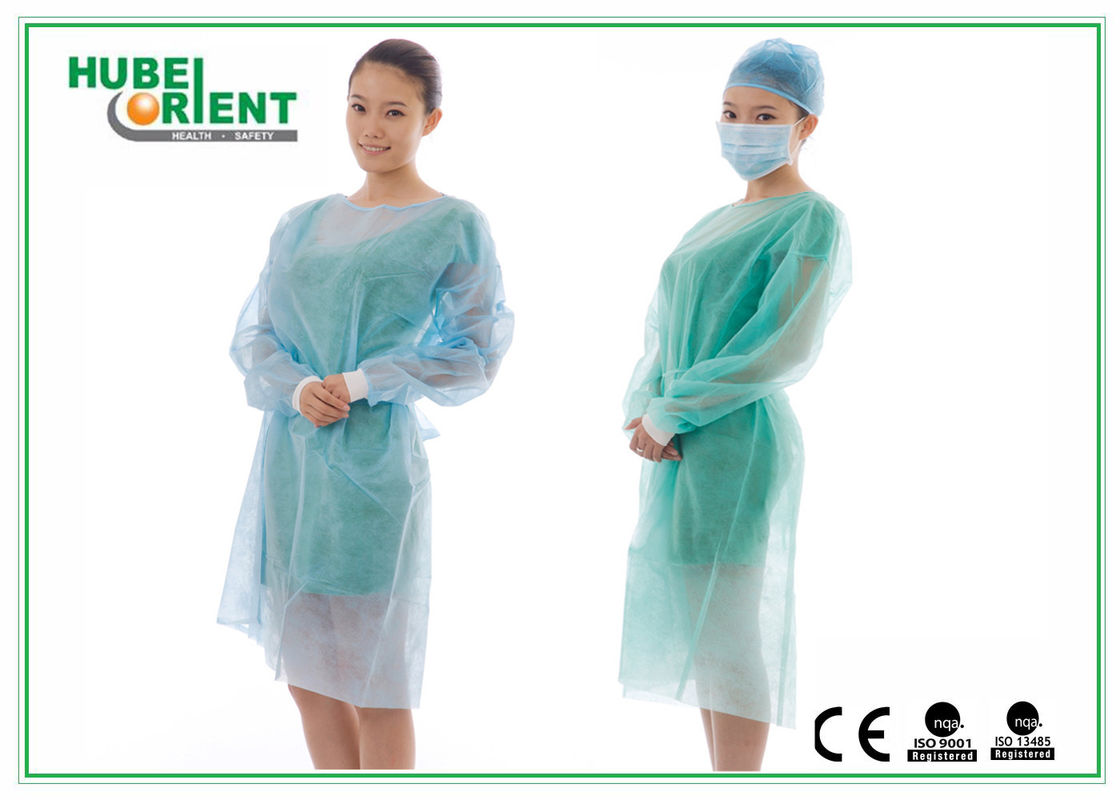 Polypropylene Material Isolation Gown Waterproof Safety Clothing Suit With Elastic Knitted Wrist