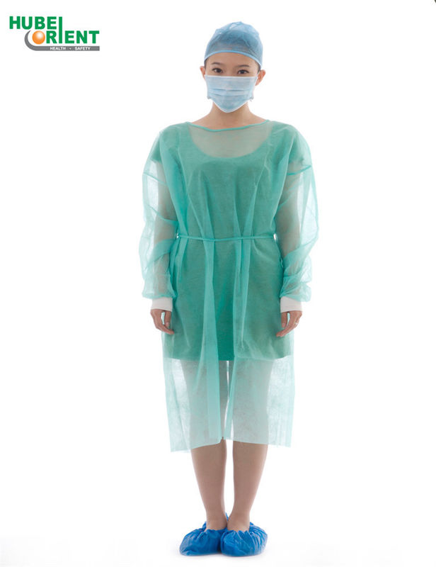 Disposable Waterproof PP Non Woven Isolation Gown With Knitted Wrist