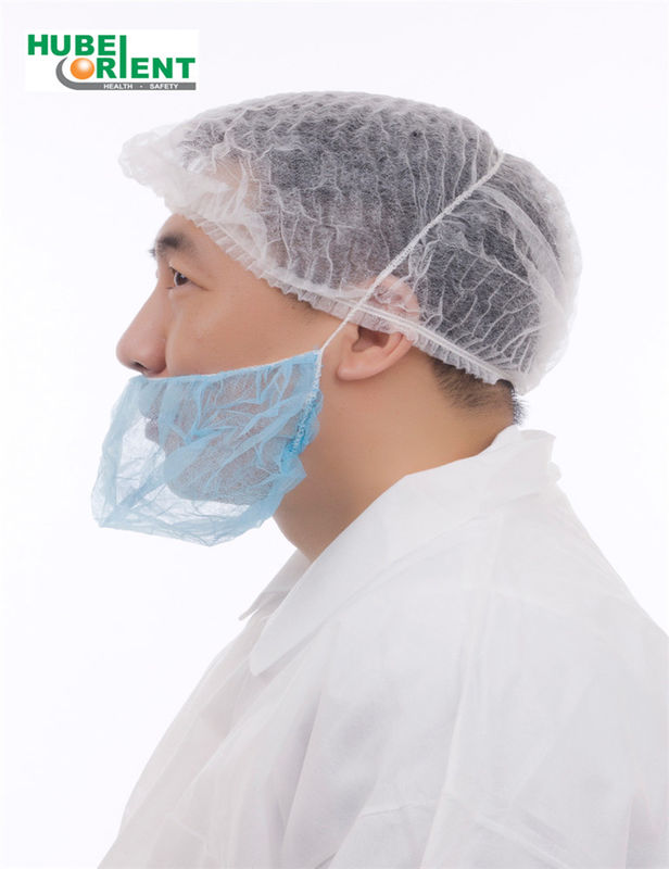 Disposable Blue And White Beard Net Cover /Mouth Guard With Single Elastic