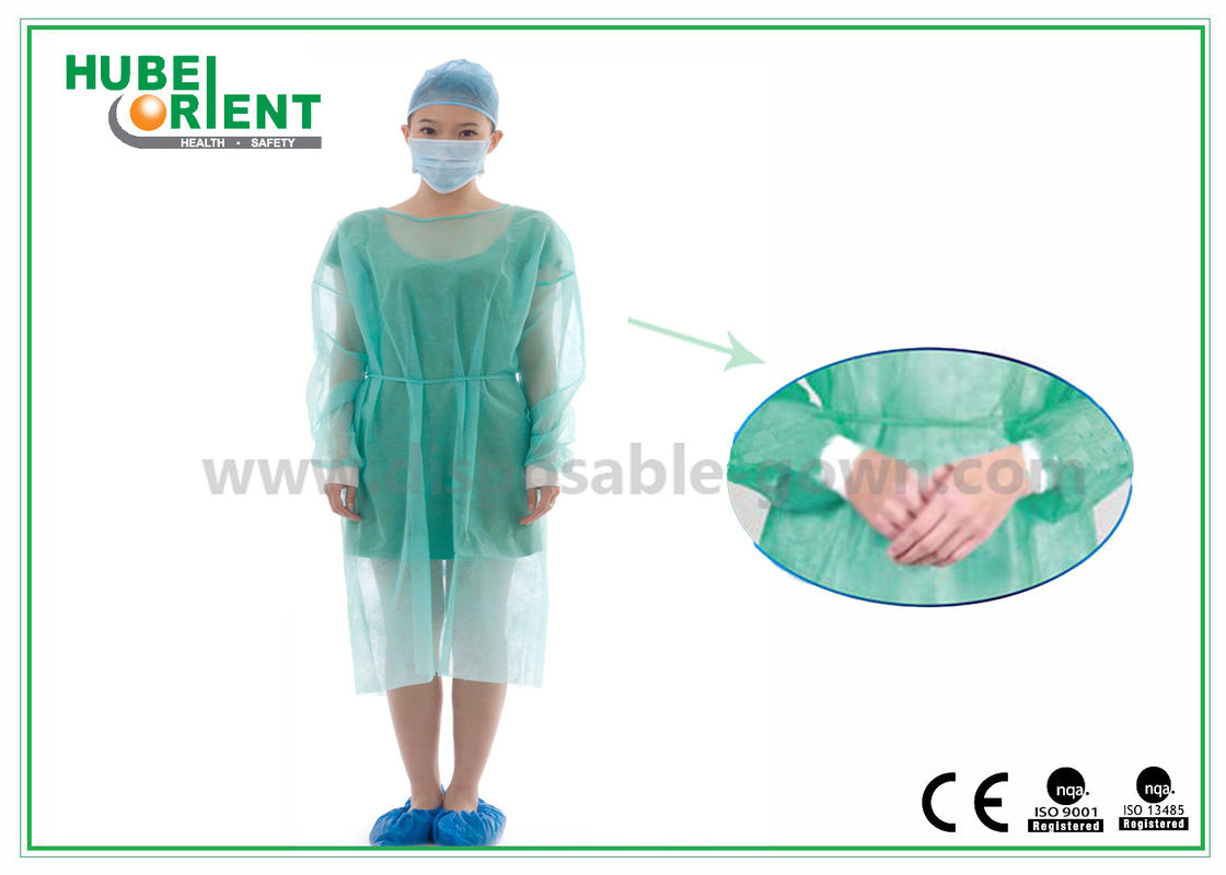 CE MDR PP PE Disposable Medical Gowns With Knitted Wrist