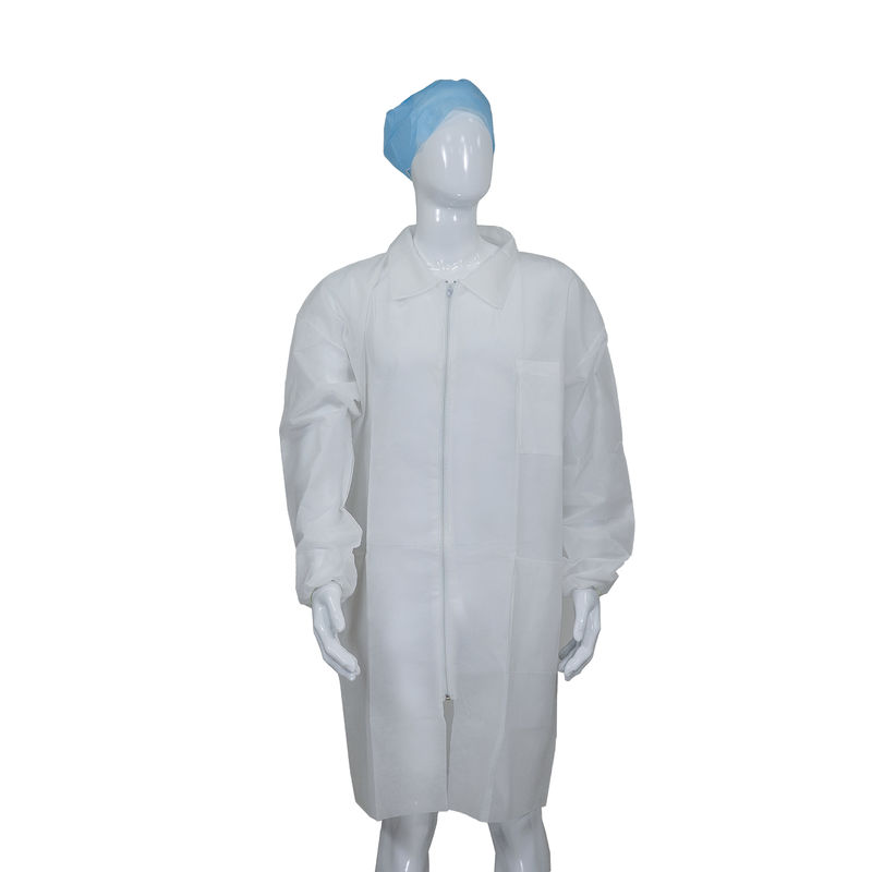 Antibacterial SMS Disposable Lab Coats With Zip Closure