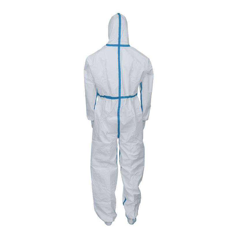Type4B/5B/6B Blue Tape PP PE Disposable Protective Coverall Anti Bacterial With Hood