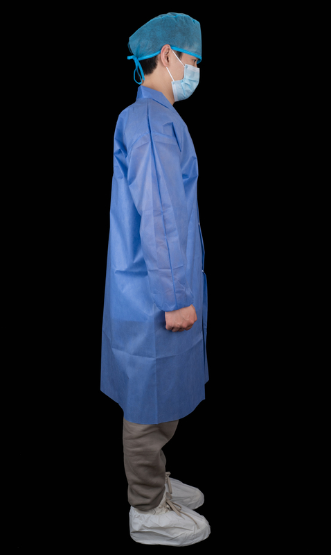 CE Certificated Disposable Anti-Bacterial Protective Medical PP/SMS Long Lab Coat
