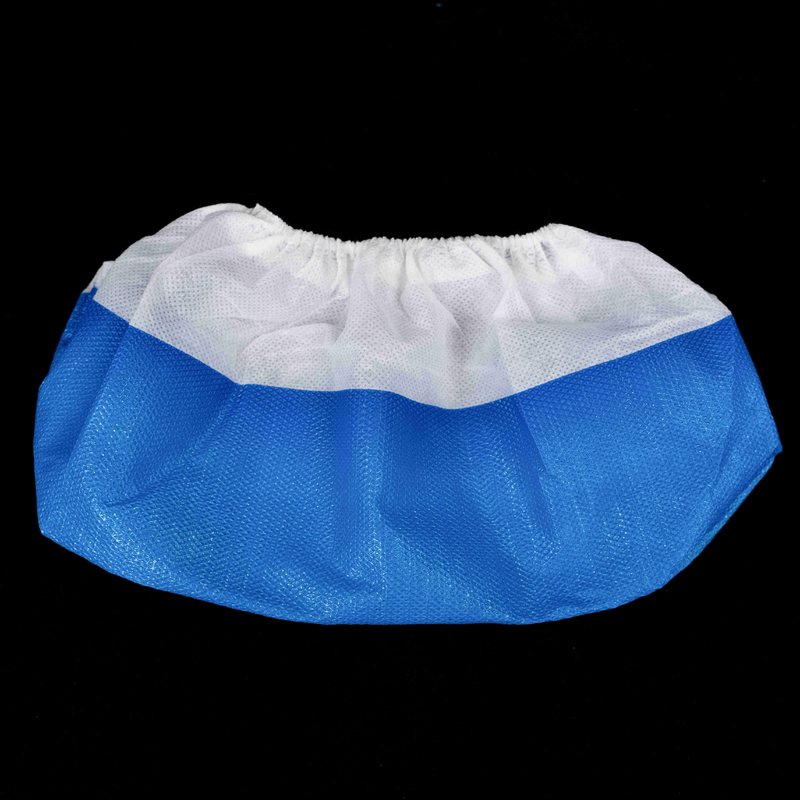 Anti Bacterial Waterproof Blue And White Disposable Use Medical PP+CPE Shoe Cover