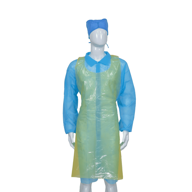 Smooth Surface Embossed Disposable PE Apron For Factory Waterproof Without Sleeves Plastic Apron