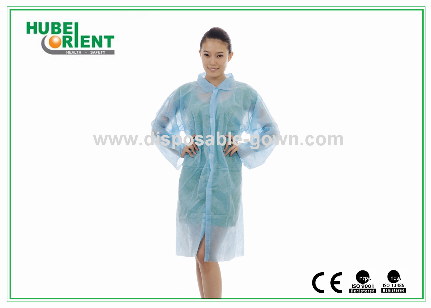 Laboratory Gowns Blue Disposable Lab Coats with ISO / CE MDR Certified