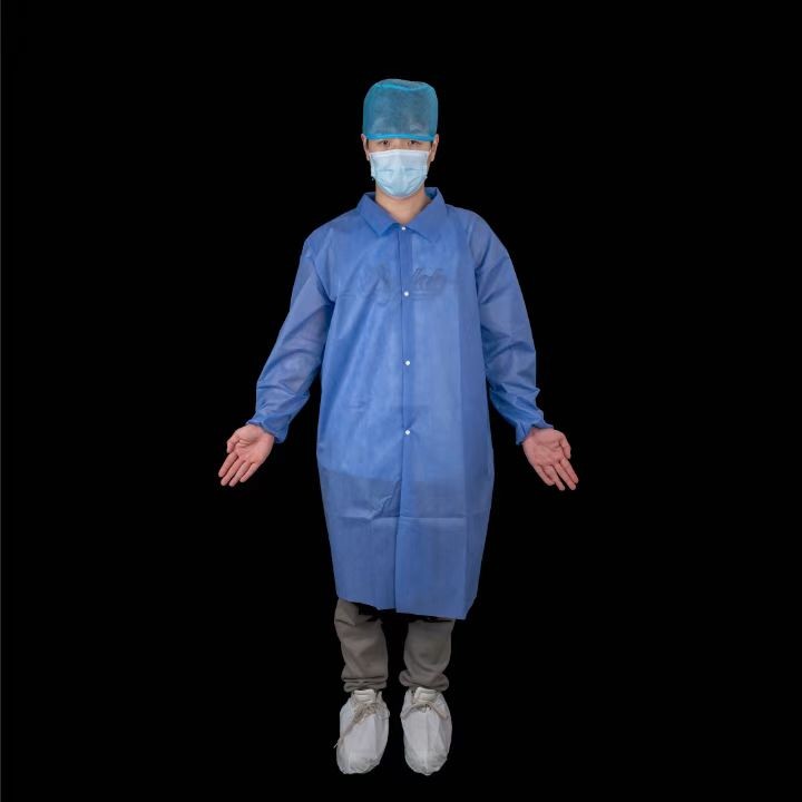 Doctor Nurse Medical SMS Lab Coat With Snaps Closure Shirt Collar For